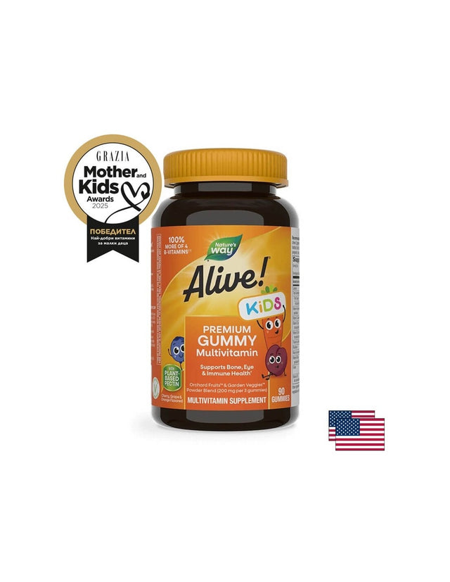 Alive! - Алайв! Премиум мултивитамини за деца, 90 желирани таблетки Nature’s Way  Alive - Nutra Best Bulgaria