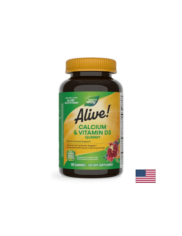 Alive! Calcium + D3 Gummies / Алайв! Калций + D3, 60 желирани таблетки Nature’s Way  Alive - Nutra Best Bulgaria