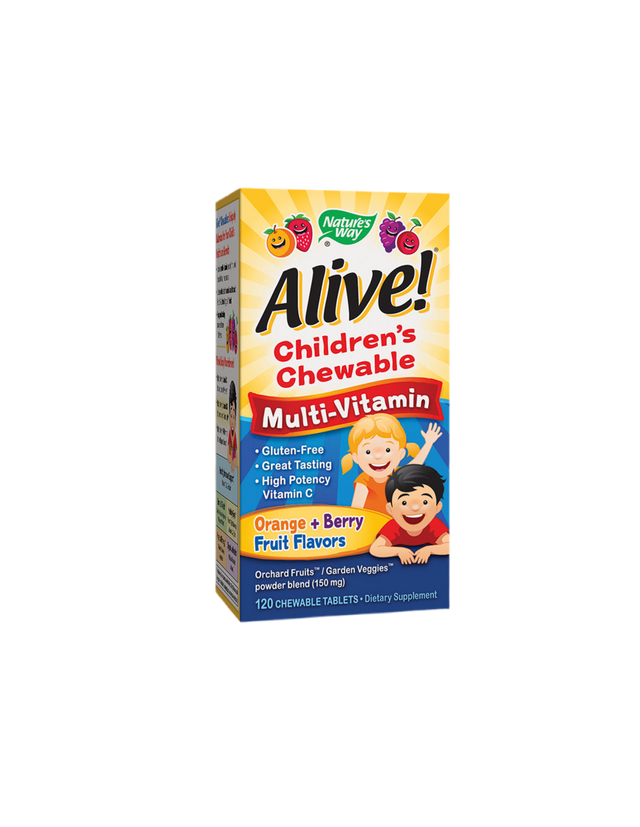 Alive! Children's Chewable Multi-Vitamin Tablets - 120 Дъвчащи таблетки  Alive - Nutra Best Bulgaria
