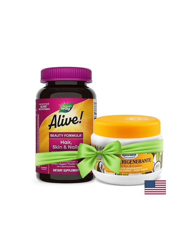 Alive! Hair, Skin & Nails Multivitamin Gummy Premium Formula / Алайв! Коса, кожа и нокти - премиум формула, 60 желирани таблетки Nature’s Way - Nutra Best
