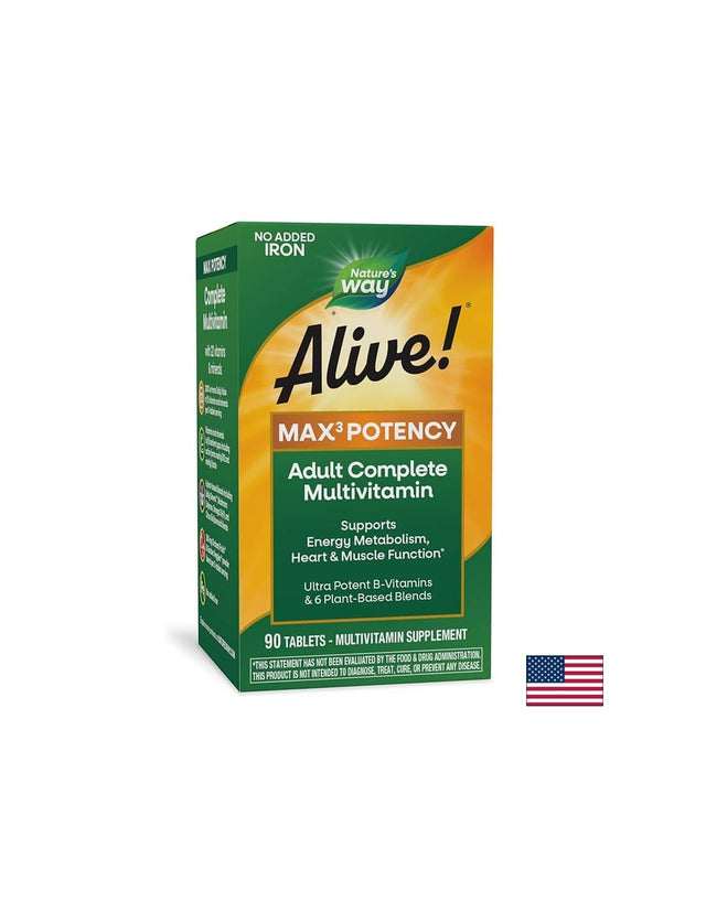 Alive!® Max6 Max Potency Multivitamin (No Iron) Алайв! / Мултивитамини максимум сила (без добавено желязо), 90 капсули Nature’s Way  Alive - Nutra Best Bulgaria