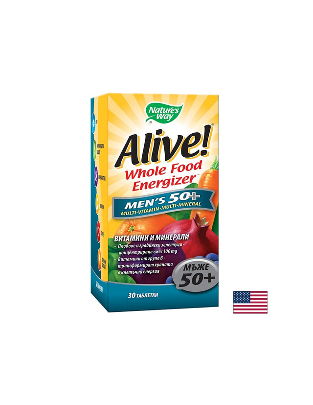 Alive Men’s 50+ / Aлайв! Mултивитамини за мъже 50+, 30 таблетки Nature’s Way  Alive - Nutra Best Bulgaria