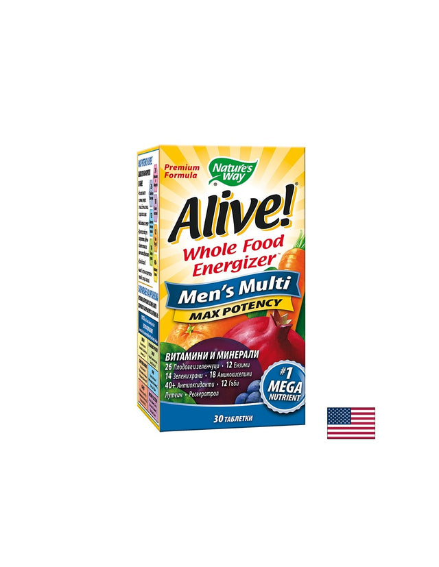 Alive! Men's Multi Max Potency / Алайв! Мултивитамини за мъже x 30 таблетки Nature’s Way  Alive - Nutra Best Bulgaria