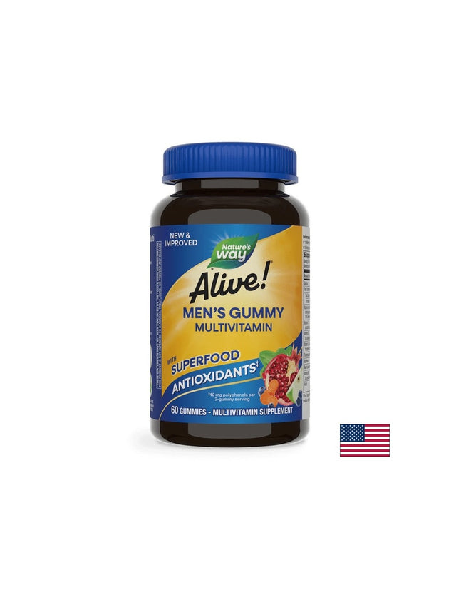 Alive! Mens Gummy Complete Multivitamin / Алайв! Мултивитамини за мъже, 60 желирани таблетки Nature’s Way  Alive - Nutra Best Bulgaria
