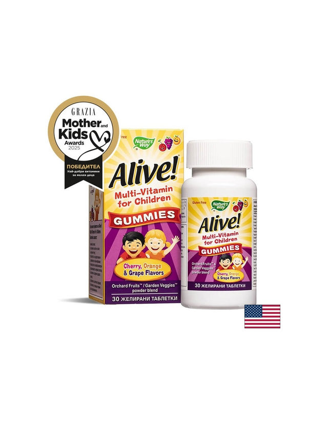Alive! Multi-Vitamin for Children Gummies / Алайв! Мултивитамини за деца, 30 желирани таблетки Nature’s Way  Alive - Nutra Best Bulgaria
