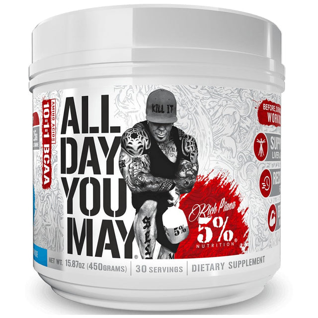 All Day You May | BCAA Recovery Drink - 450 грама  Rich Piana 5% Nutrition - Nutra Best Bulgaria
