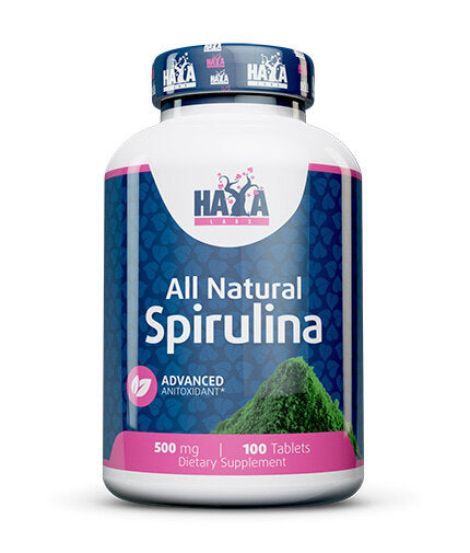 All Natural Spirulina 500mg. / 100 Tabs.  Haya Labs - Nutra Best Bulgaria
