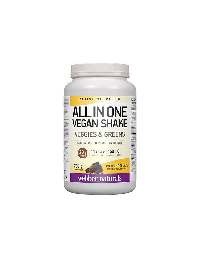All in One Vegan Shake -  Веган протеин с вкус на шоколад, 738 g прах  Webber Naturals - Nutra Best Bulgaria