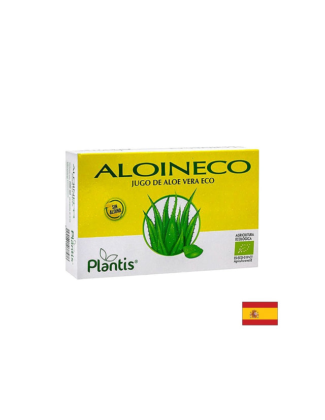 Сок от алое вера органик (без алоин) - Aloin Eco Zumo de Aloe Vera Eco /Sin Aloina/ Plantis®, 20 ампули  Artesania Agricola - Nutra Best Bulgaria