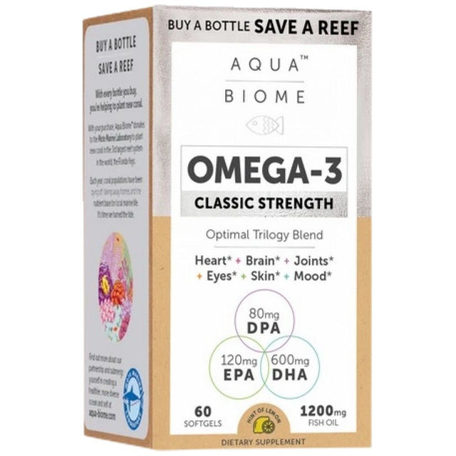 Aqua Biome Omega-3 Classic Strength 1200 mg - 60 Гел капсули  Enzymedica - Nutra Best Bulgaria