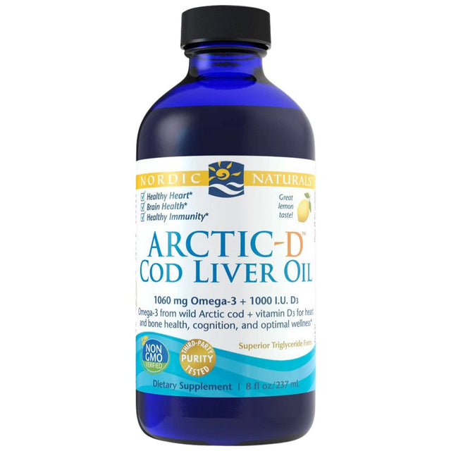 Arctic-D Cod Liver Oil Liquid 850 mg - 237 мл  Nordic Naturals - Nutra Best Bulgaria