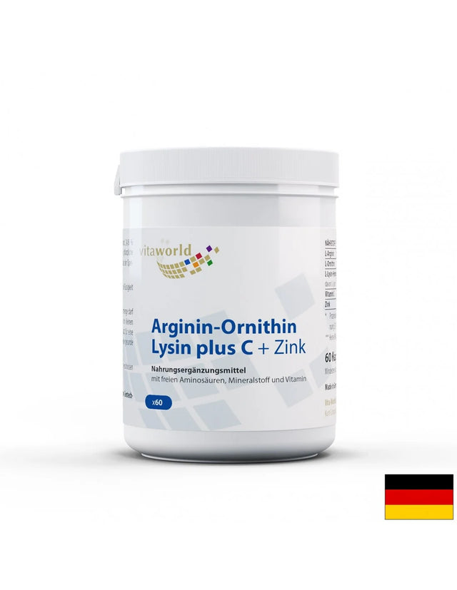 Arginin-Ornithin-Lysin + C + Zink / Аргинин-Орнитин-Лизин + Витамин C + Цинк, 60 капсули - Nutra Best