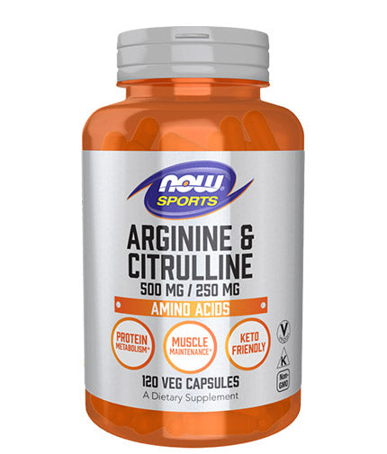 Arginine 500mg & Citrulline 250mg / 120 Vcaps  NOW Foods - Nutra Best Bulgaria