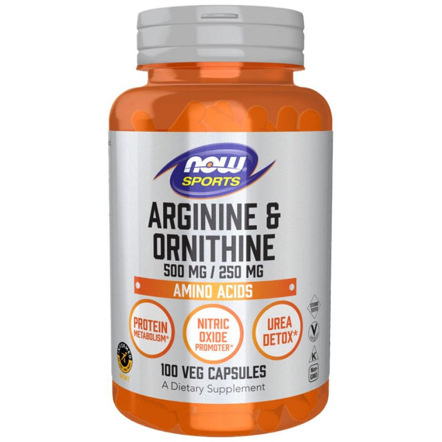 Arginine/Ornithine 500/250 mg - 100 капсули  NOW Foods - Nutra Best Bulgaria