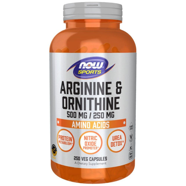 Arginine/Ornithine 500/250 mg - 250 капсули  NOW Foods - Nutra Best Bulgaria