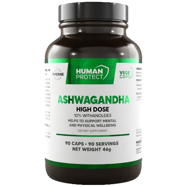 Ashwagandha 400 mg | High Dose 10% Withanolides - 90 капсули  Human Protect - Nutra Best Bulgaria