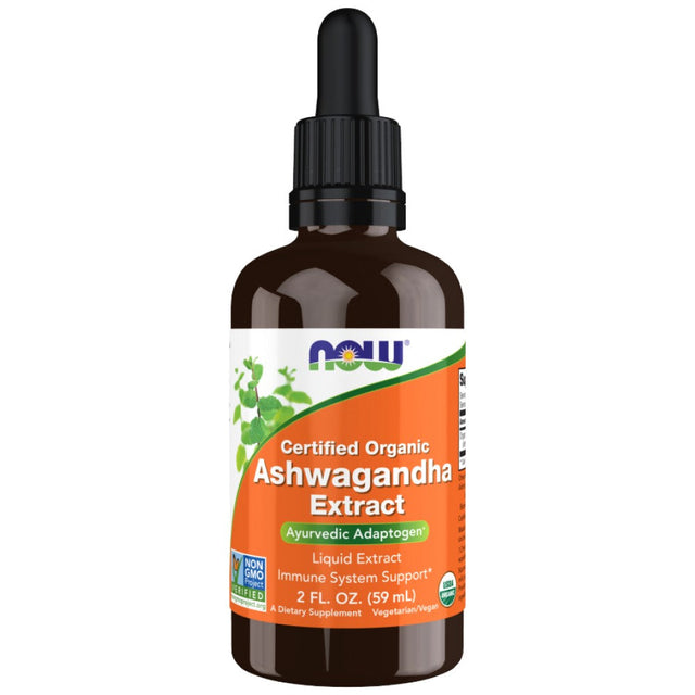 Ashwagandha Extract Liquid | Certified Organic - 59 мл  NOW Foods - Nutra Best Bulgaria