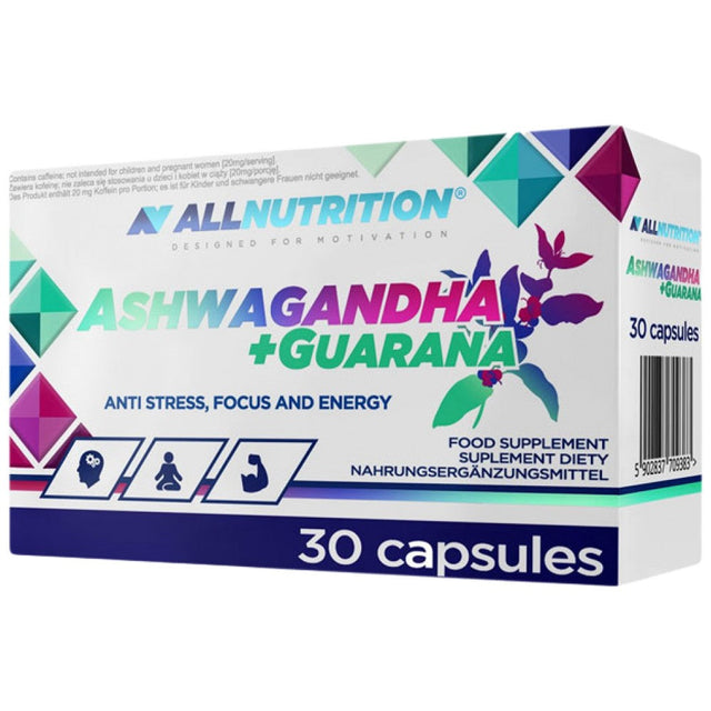 Ashwagandha + Guarana | Anti Stress, Focus and Energy - 30 капсули  AllNutrition - Nutra Best Bulgaria