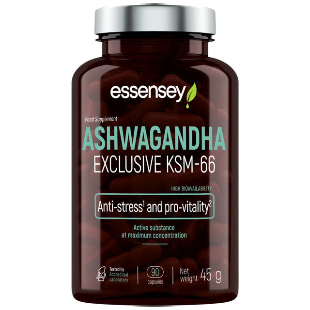 Ashwagandha KSM-66 200 mg - 90 капсули  ESSENSEY - Nutra Best Bulgaria