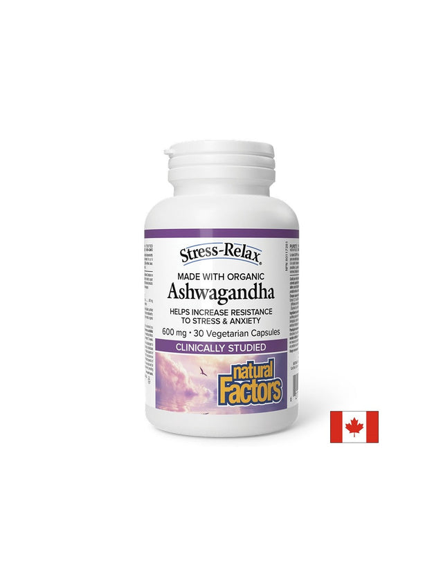 Ashwagandha Stress-Relax 600 mg | with KSM-66 - 30 капсули  Natural Factors - Nutra Best Bulgaria