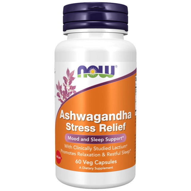 Ashwagandha Stress Relief | With Bioactive Milk Peptides - 60 капсули  NOW Foods - Nutra Best Bulgaria