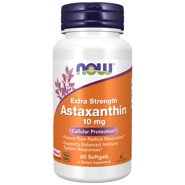 Astaxanthin 10 mg Extra Strength - 60 Гел капсули  NOW Foods - Nutra Best Bulgaria