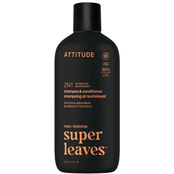 Attitude - Super Leaves Patchouli & Bourbon Shampoo & Conditioner - Pánský vyživující šampon a kondicionér 2v1 - 415ml  Attitude - Nutra Best Bulgaria