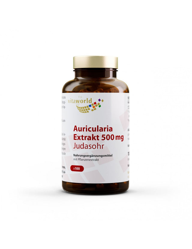 Auricularia (Judasohr) extrakt / Аурикулария (Юдино ухо) 500 mg, 100 капсули  Vita World - Nutra Best Bulgaria