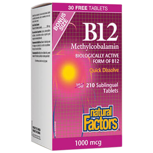 B12 Methylcobalamin 1000 mcg - 210 Подезични таблетки  Natural Factors - Nutra Best Bulgaria