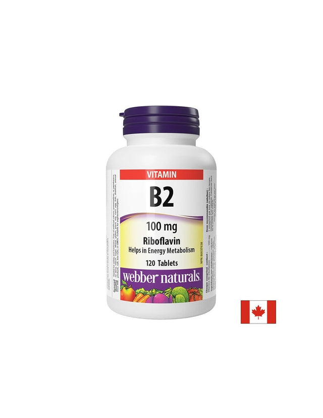Витамин B2 (рибофлавин) - За енергия и здрава кожа, 100 mg х 120 таблетки  Webber Naturals - Nutra Best Bulgaria