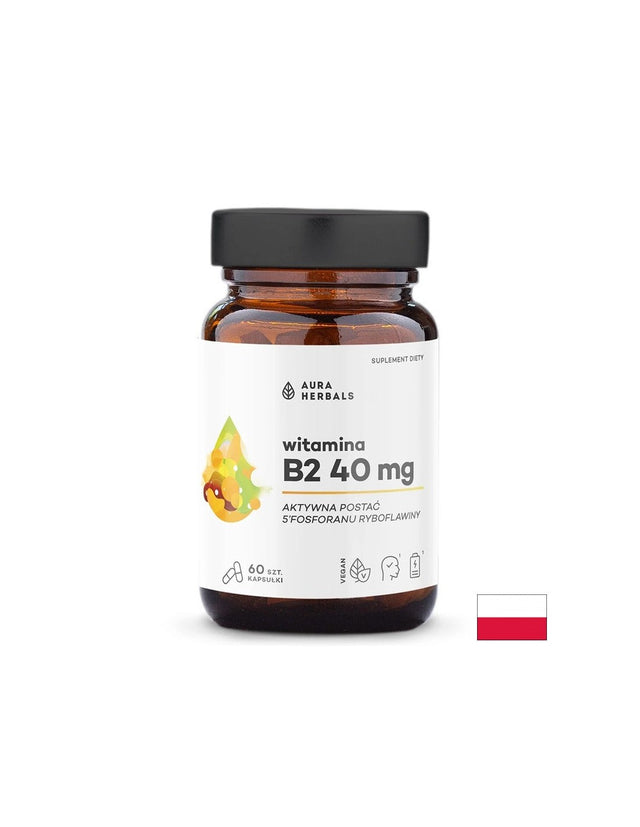 Витамин B2 Енергия, здрава кожа и спокойна нервна система 40 mg, 60 капсули  Aura Herbals - Nutra Best Bulgaria