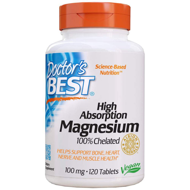 BEST High Absorption 100% Chelated Magnesium - 120 Таблетки  Doctor’s Best - Nutra Best Bulgaria