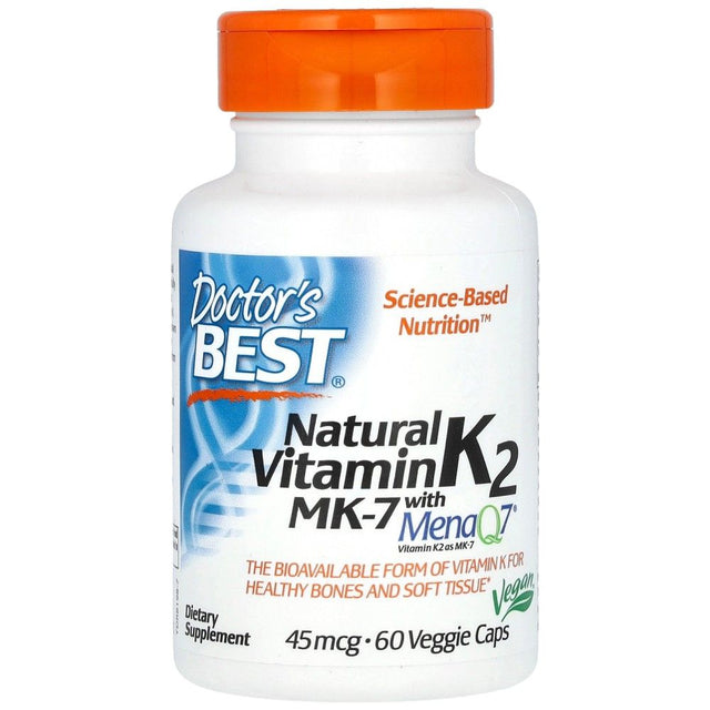 BEST Natural Vitamin K2 MK-7 45 mcg - 60 капсули  Doctor’s Best - Nutra Best Bulgaria
