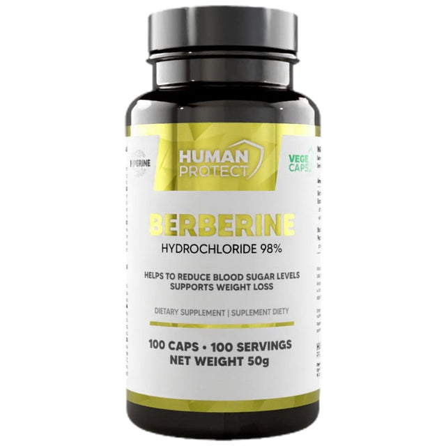 Berberine HCl 400 mg 98% | with Piperine - 100 капсули  Human Protect - Nutra Best Bulgaria