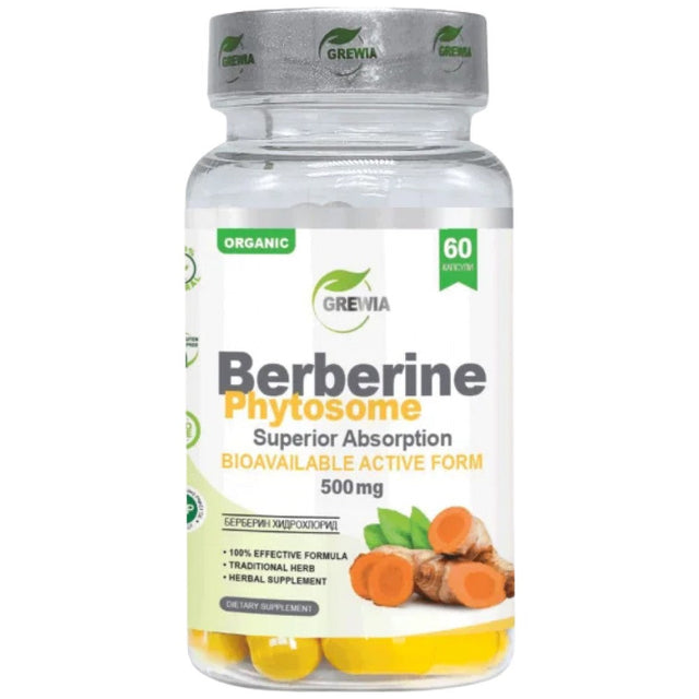 Berberine Phytosome Superior Absorption 500 mg - 60 капсули  Grewia - Nutra Best Bulgaria