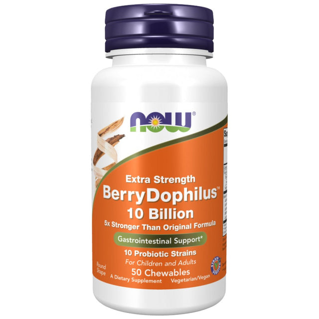 BerryDophilus 10 Billion | Extra Strength - 50 Дъвчащи таблетки  NOW Foods - Nutra Best Bulgaria
