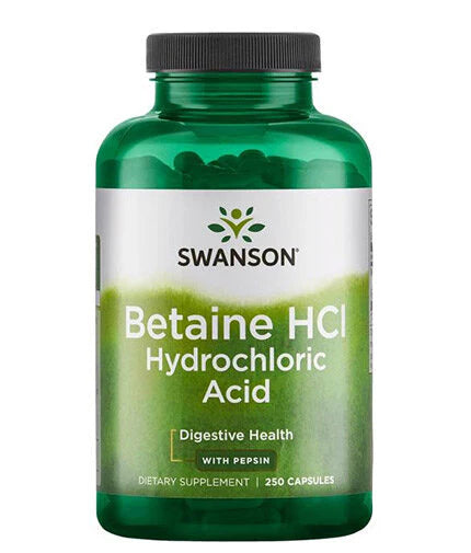Betaine HCl Hydrochloric Acid with Pepsin - 250 капсули  Swanson - Nutra Best Bulgaria
