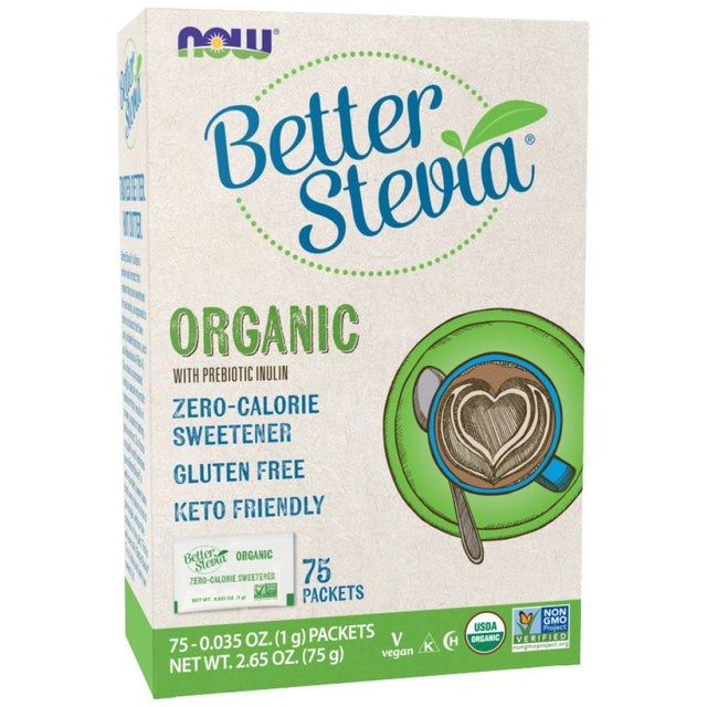 Better Stevia Organic - 75 Пакета  NOW Foods - Nutra Best Bulgaria