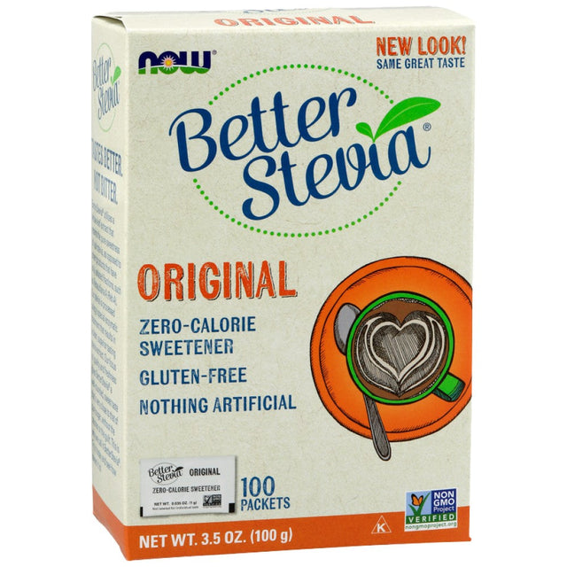 Better Stevia® Original Packets - 100 Пакета  NOW Foods - Nutra Best Bulgaria