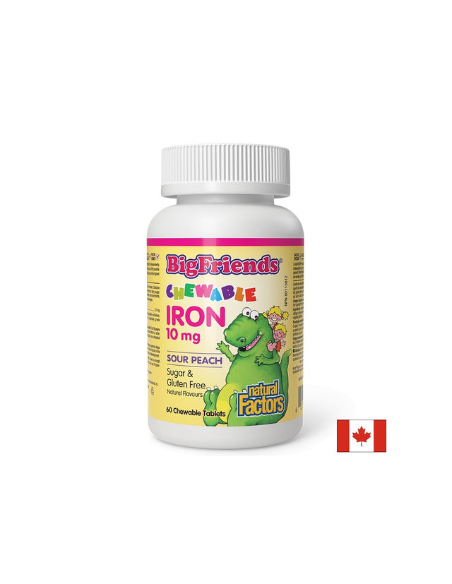 Big Friends® Chewable Iron 10 mg - 60 Дъвчащи таблетки  Natural Factors - Nutra Best Bulgaria