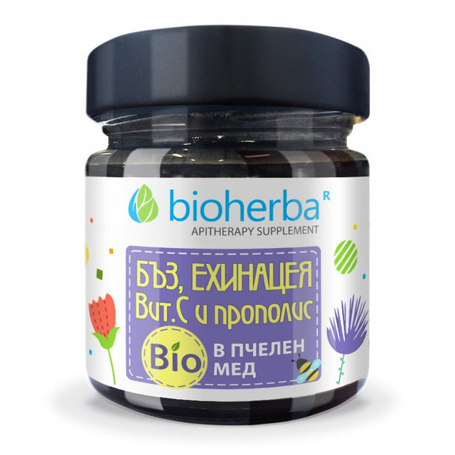 Bio Honey with Ehinacea,Vitamin C,Elder and Propolis - 280 грама  Bioherba - Nutra Best Bulgaria