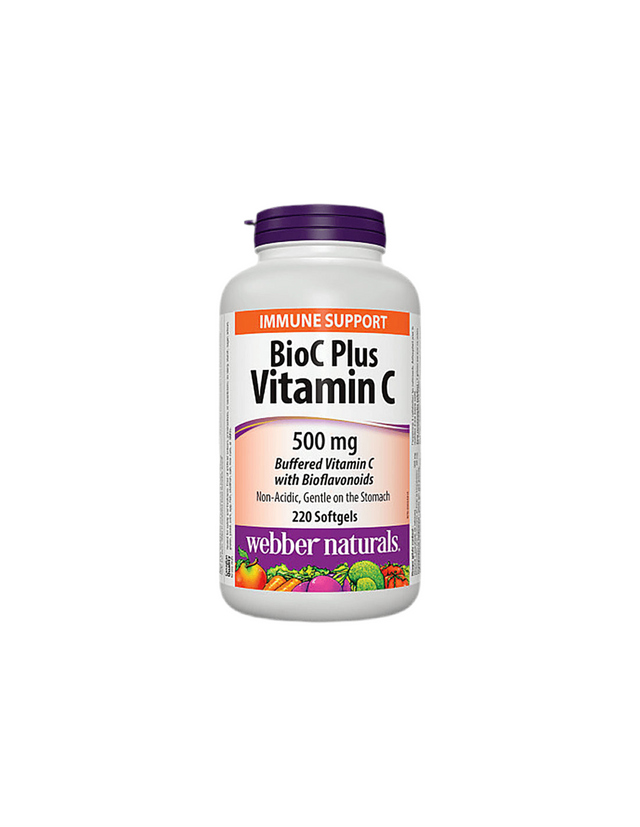 BioC Plus Vitamin C 500 mg - Витамин С 500 mg (буфериран) с Биофлавоноиди 60 mg, 220 софтгел капсули  Webber Naturals - Nutra Best Bulgaria