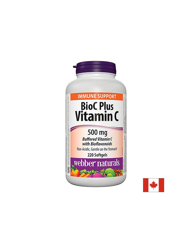 BioC Plus Vitamin C 500 mg - Витамин С 500 mg (буфериран) с Биофлавоноиди 60 mg, 220 софтгел капсули  Webber Naturals - Nutra Best Bulgaria
