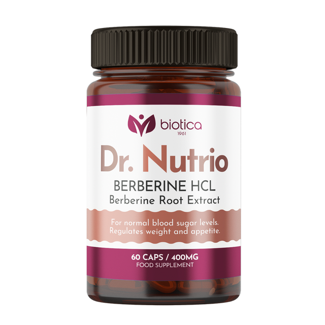 Biotica - Берберин за контрол на кръвната захар и теглото 400 mg x60 капсули  Biotica - Nutra Best Bulgaria
