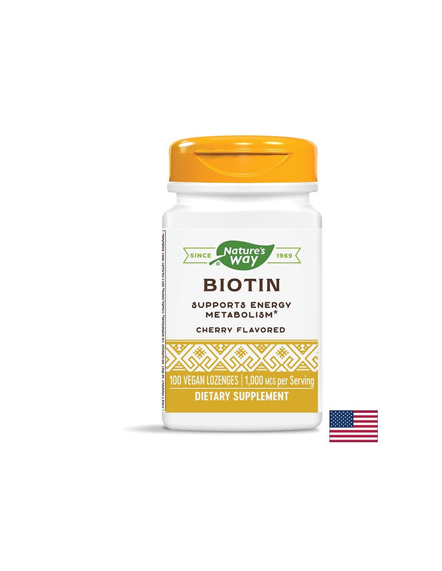Biotin 1000 mcg - 100 Дъвчащи таблетки  Nature’s Way - Nutra Best Bulgaria