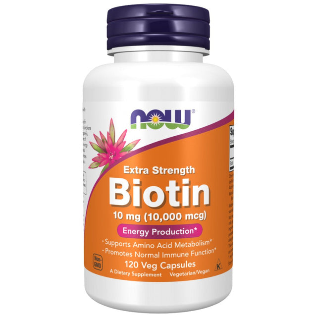 Biotin 10000 mcg / Extra Strength - 120 капсули  NOW Foods - Nutra Best Bulgaria