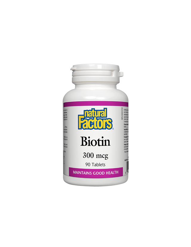 Biotin 300 mcg - 90 Таблетки  Natural Factors - Nutra Best Bulgaria