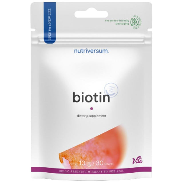 Biotin 5000 mcg - 30 Таблетки  Nutriversum - Nutra Best Bulgaria