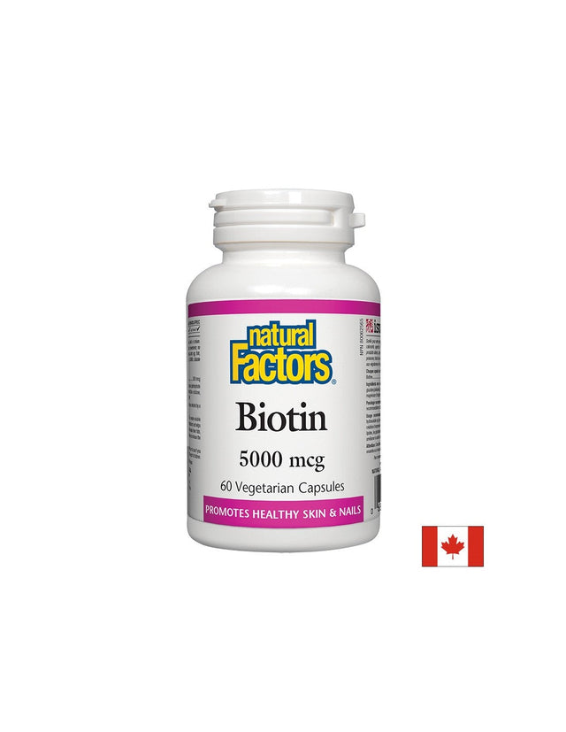 Biotin 5000 mcg - 60 капсули  Natural Factors - Nutra Best Bulgaria