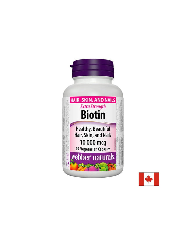 Biotin Extra Strength / Биотин екстра сила, 10000 mcg, 45 капсули Webber Naturals  Webber Naturals - Nutra Best Bulgaria